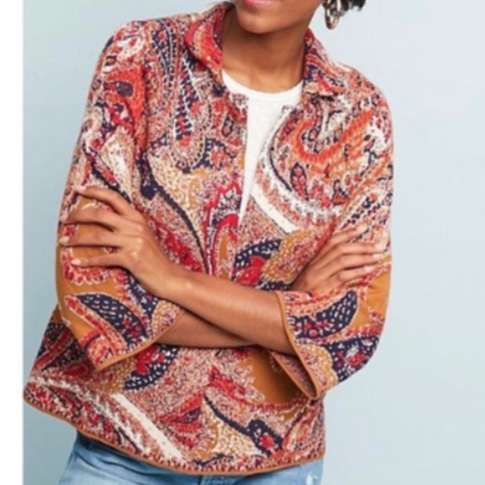 Anthropologie Moth Paisley Print Jacket sweater size xs